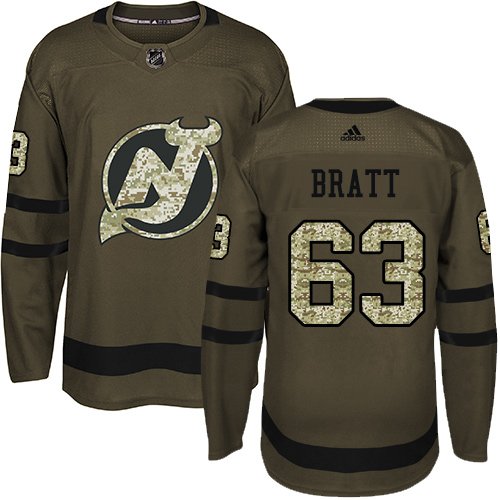 Adidas Devils #63 Jesper Bratt Green Salute to Service Stitched Youth NHL Jersey